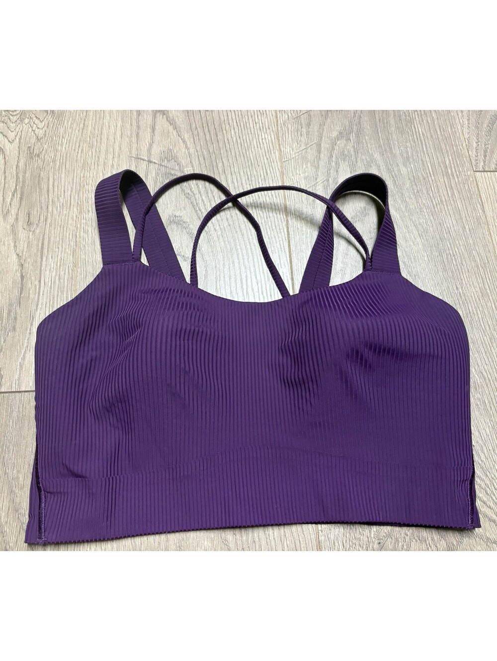 Lululemon Like a Cloud Longline Bra Purple Ribbed Size 8-10 Racerback Activewear